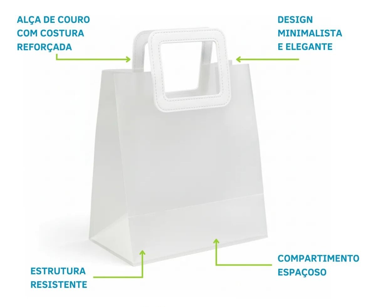 SACOLA PLASTICA ALCA COURO QUADRADA18,5 X 16X 8CM